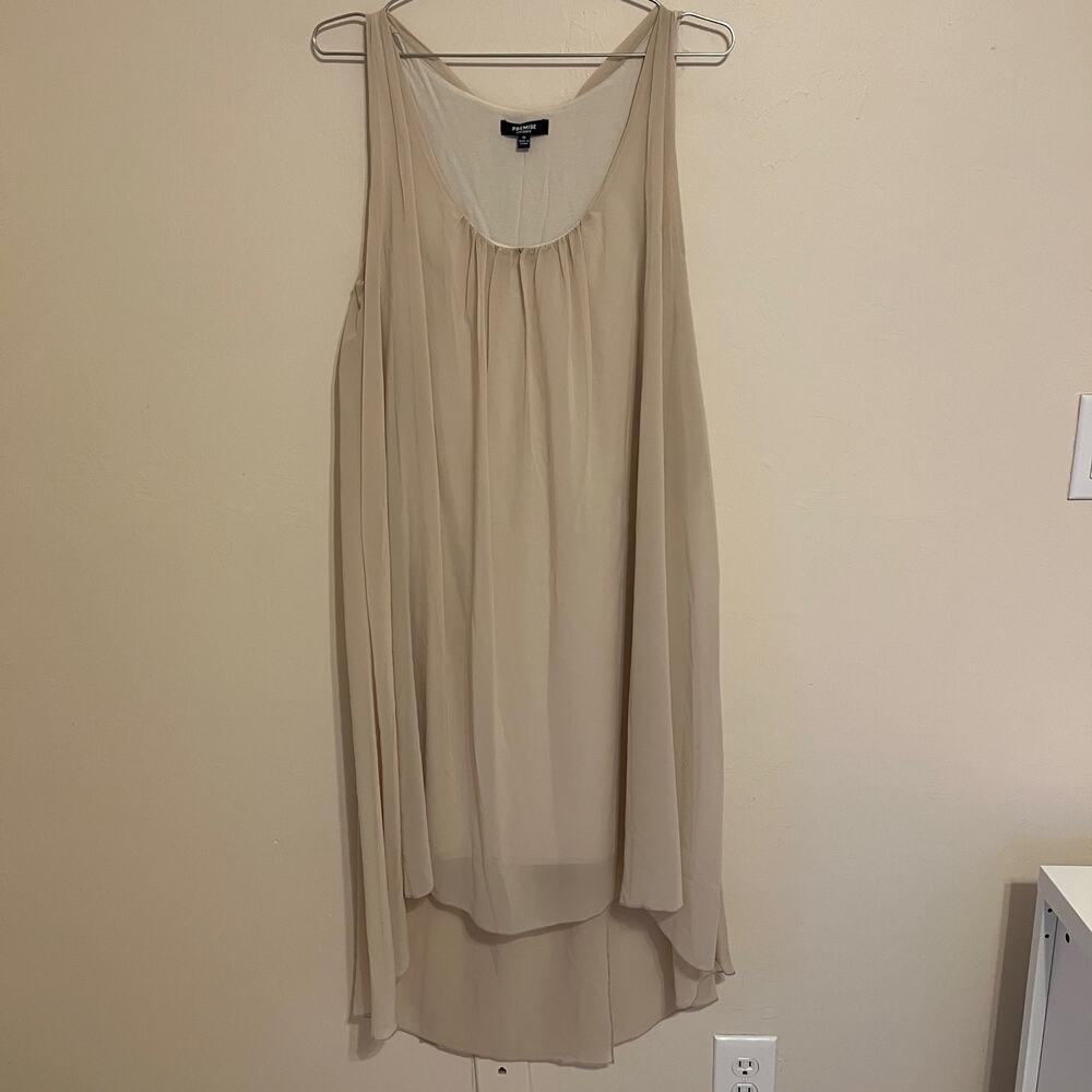 Premise Scoop Neck High Low Beige Cream Dress Lined Size M